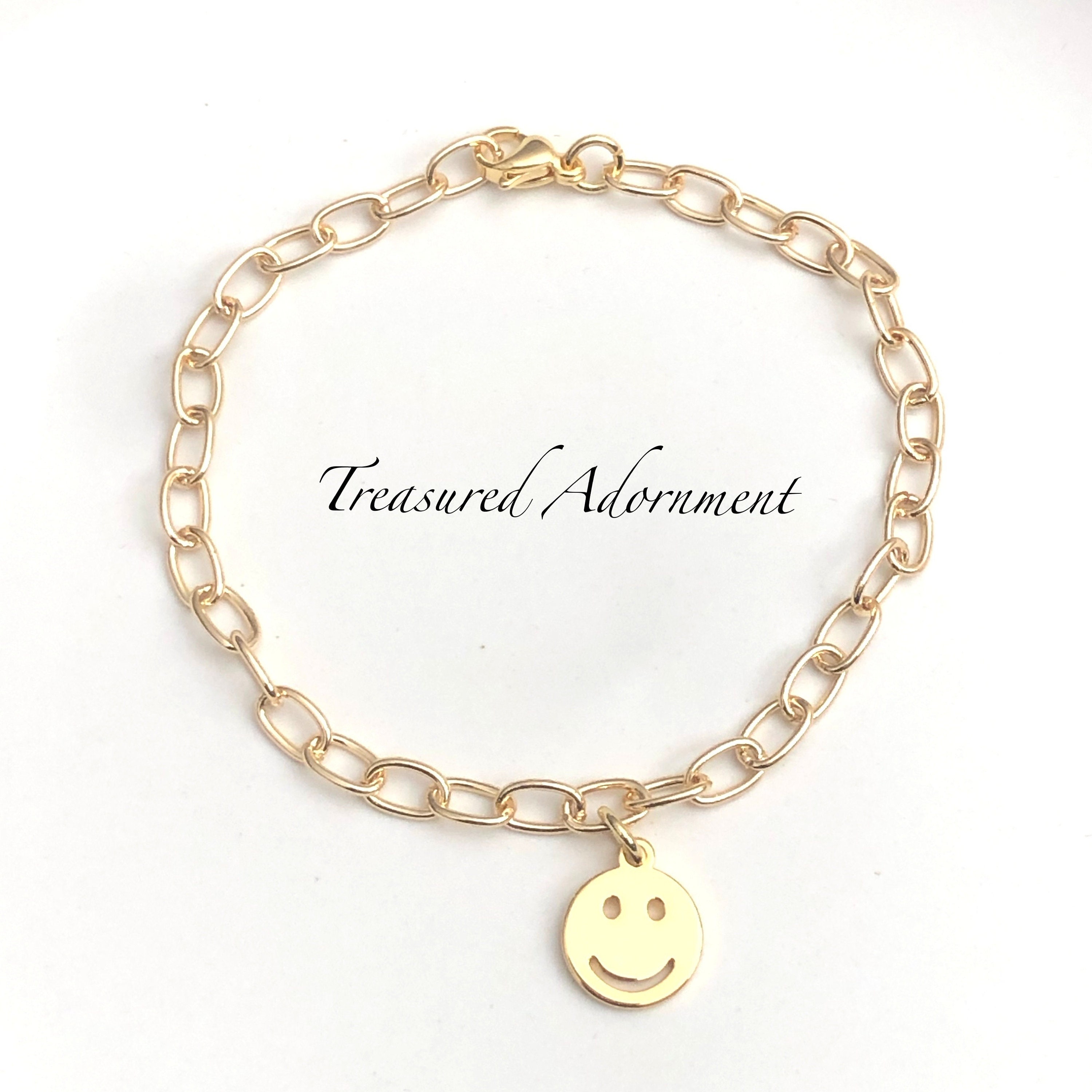 Smiley face chain bracelet discount