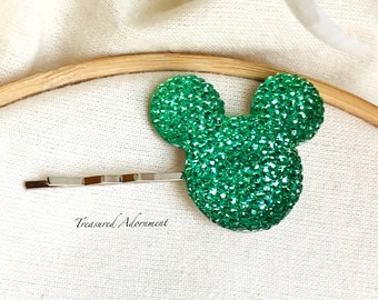 Mickey Mouse Inspired Hair pin, Mint green Pave style Resin Rhinestone, Gift Under 5,  Bobby pin, Photography Prop, Trip to Disneyland