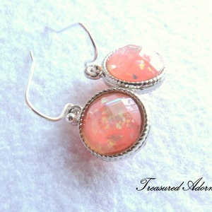 Opal in Pink Blossoms Earrings, Pink Earrings, Bridesmaids Earrings, Valentine&#39;s Day gift, Breast Cancer Awareness Earrings, Thank you