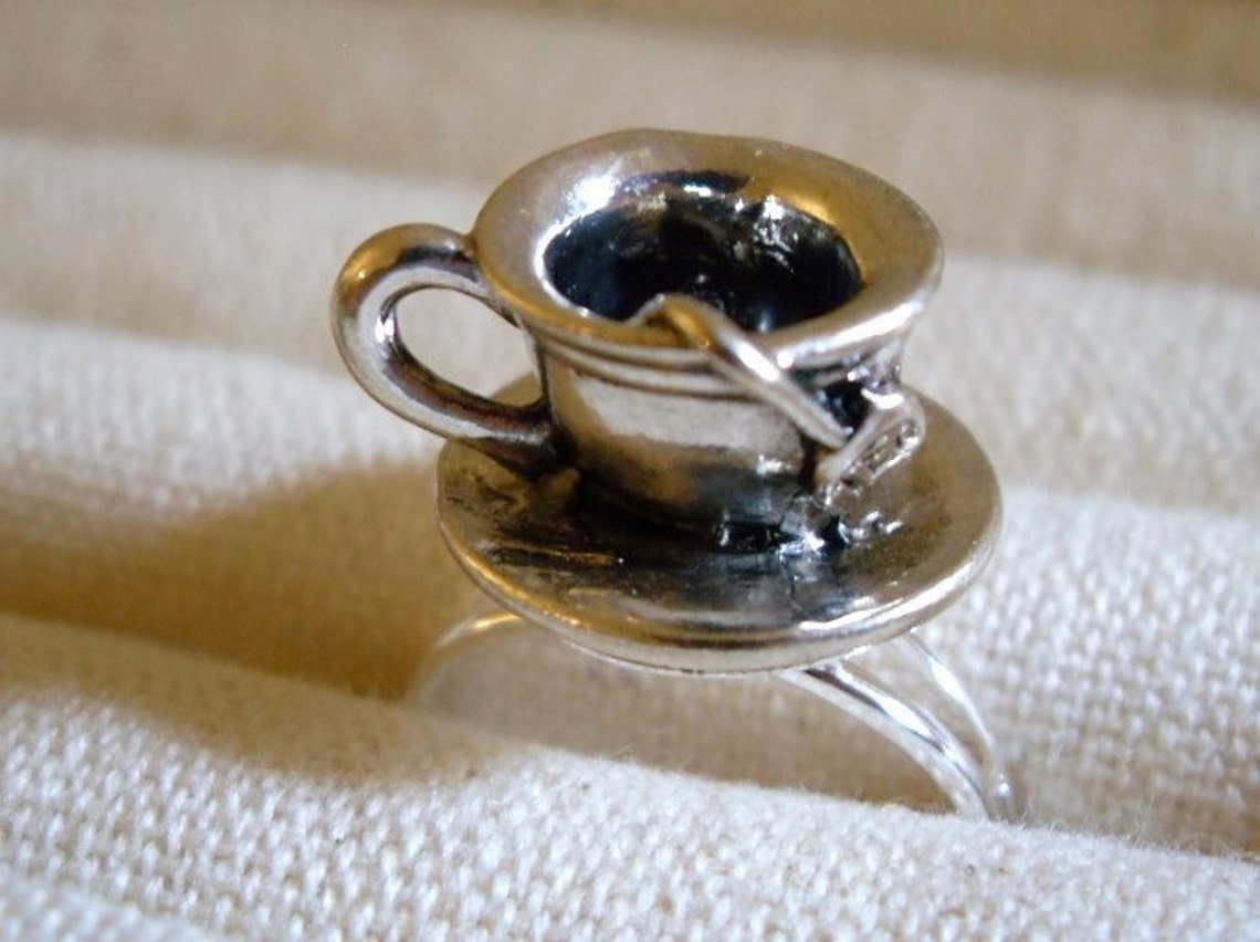 Tea Cup Ring With a Tea Bag Party Favor Alice in Wonderland Etsy