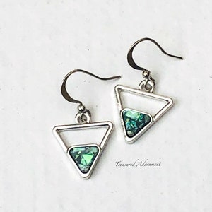 Inverted Triangle Earrings, Avalon Shell earrings, Silver tone, Geometrical Earrings, Geometrical jewelry, Thank you gift, Eid Gift, present