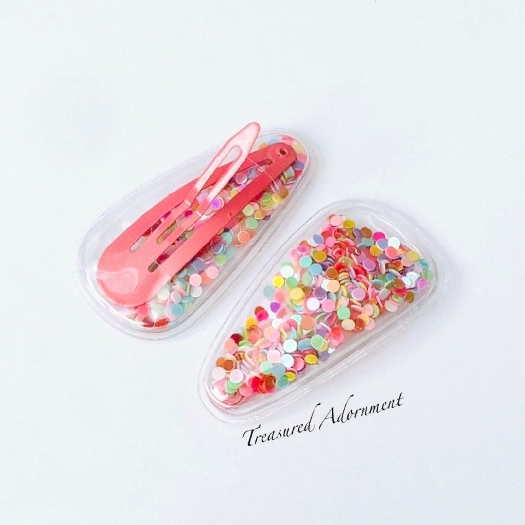 Shaker Snap Clips Snap Clip Confetti Filled Shaker Hair Etsy