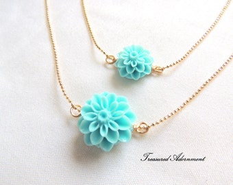 アクセサリー me and her necklace Mommy and Me Necklaces, Mint, Mum Flower Necklace Set