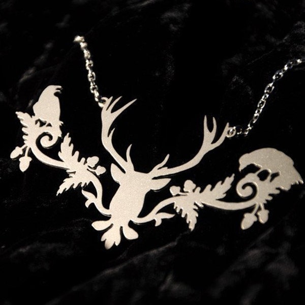 Animal Jewelry, Silver Deer necklace in stainless steel, stag necklace, deer jewelry, deer head