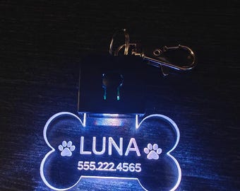 Custom Engraved Rechargeable RGB Light-Up Pet Tag