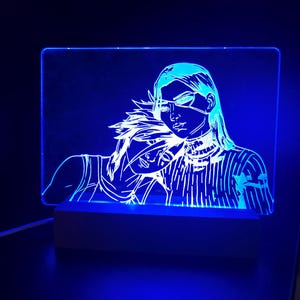 League Of Legends Arcane CaitVi - "Smuts under dina naglar" Akryl LED-lampa och stativ