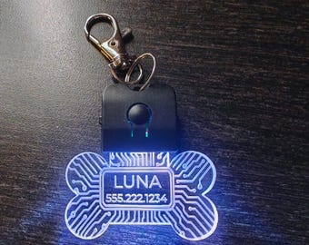 Custom Cyberpunk LED Rechargeable RGB Acrylic Name Tag for Dogs & Cats