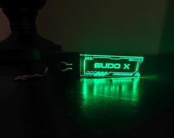 Custom Cyberpunk RGB LED Name Keychain #1 – Personalized Acrylic Edge-Lit Keychain | Gamer, Hacker, Tech Gift