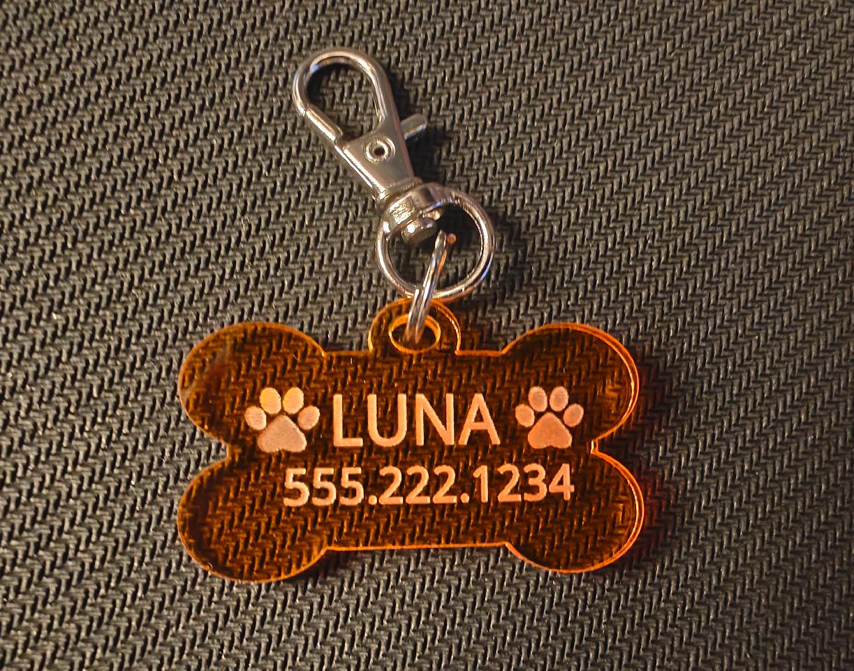 Personalized Acrylic Pet Tags – Custom Laser-engraved Bone-shape Name ...