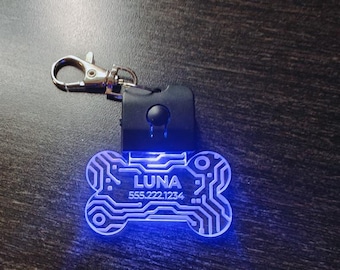 Custom Cyberpunk LED Pet Tag – Rechargeable RGB Acrylic Name Tag for Dogs & Cats