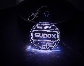 Round Cyberpunk LED Keychain – Custom RGB Edge Lit Acrylic Name Tag (Up to 12 Characters) –  Hacker Tech Accessory