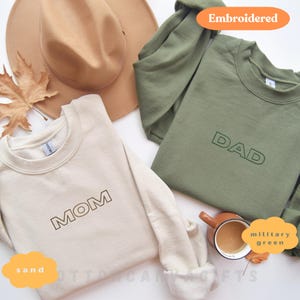 Embroidered Mom and Dad Matching Sweatshirts: New Parent Gift