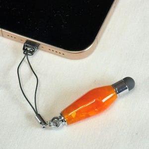 Orange Crush Acrylic Smartphone Stylus Charm: Tech Accessory Gift