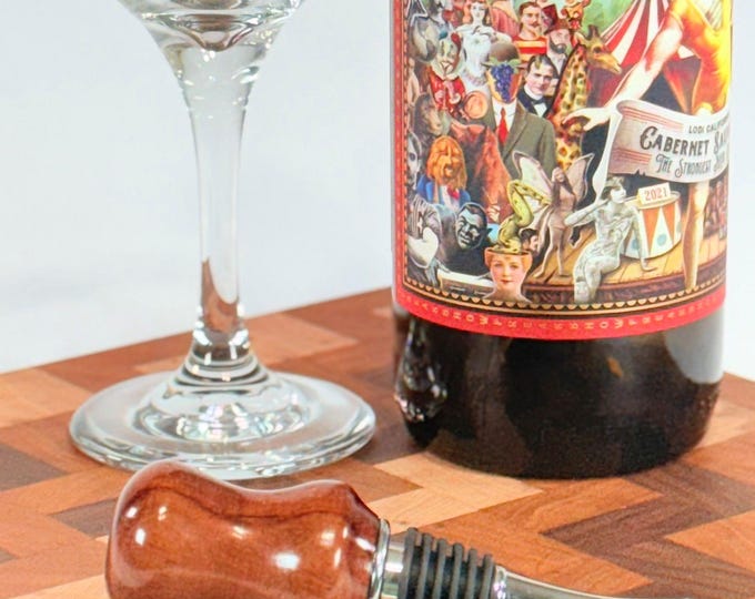 Wine Bottle Stopper Handcrafted from Bubinga Wood , Stainless Steel