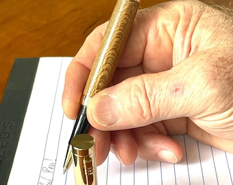 Rollerball Pen Sycamore Wood & 10K Gold Trim - By ASH Woodshops