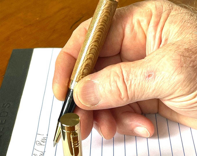 Rollerball Pen Sycamore Wood & 10K Gold Trim - By ASH Woodshops