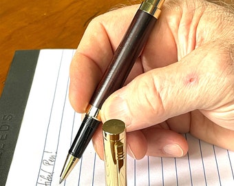Handmade Cocobolo Wood Rollerball Pen with 10K Gold Trim