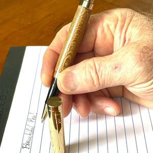 Rollerball Pen Sycamore Wood & 10K Gold Trim - By ASH Woodshops