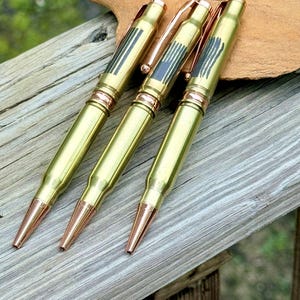American Flag Bullet Pen, Upcycled .308 Casing, Tactical Gift