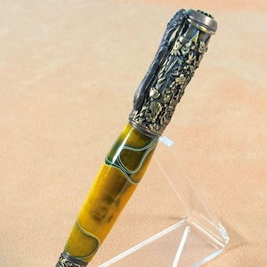 Sommergarten-Stift, geölte Bronze und gelbe Acryljacke, atemberaubende Erbstückqualität von ASHWoodshops, Geschenk des Schriftstellers! Botanische Wunder
