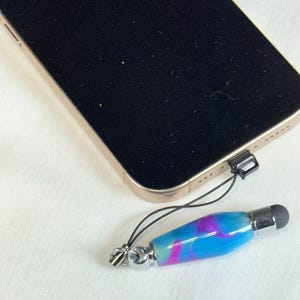 Handmade Peacock Acrylic Mini Stylus: Phone Charm, Tech Gift