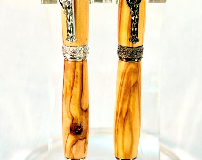 Handmade Olive Wood Rollerball Pen, Holy Land Christian Keepsake
