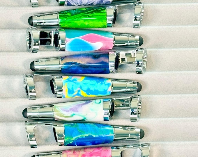 Smartphone Stand and Stylus Handmade Tech Gadget Assorted Acrylic with Chrome