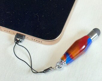 Mini Charm Stylus: Blue Red Orange Acrylic, Touchscreen Accessory