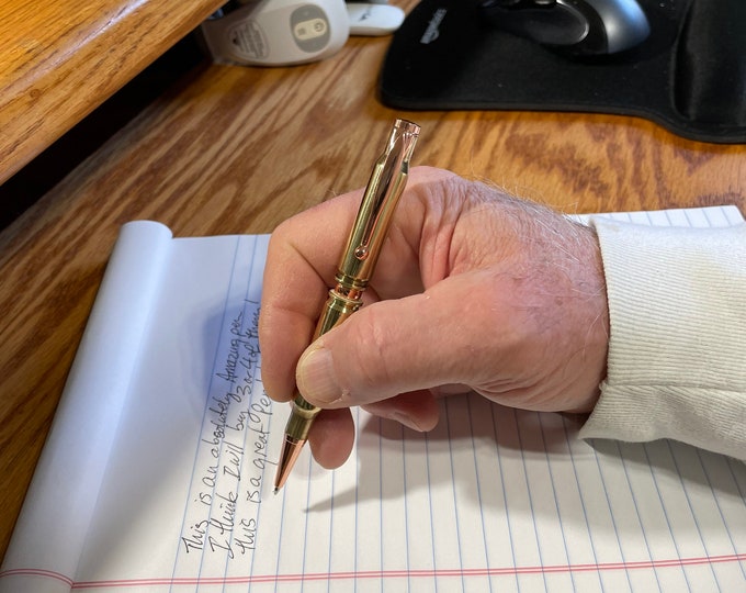 Handmade .308 Caliber Bullet Pen – Upcycled Brass, Copper Accents Personalized