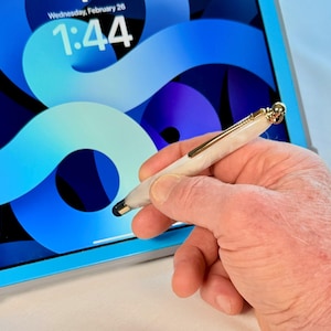 Stylus Pen – White Pearl Acrylic Made for Touchscreen Smart Phone & iPad Accessory, With Neck Lanyard Great Gift Idea