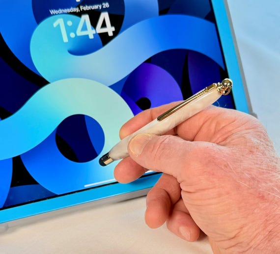 Stylus Pen – White Pearl Acrylic Made for Touchscreen Smart Phone & iPad Accessory, With Neck Lanyard Great Gift Idea