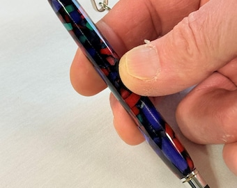 Handmade Confetti Acrylic Stylus, Chrome Trim, Lanyard