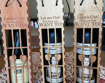 Jail Cell Wine Gift Box: Laser Cut Wooden Wine Transport