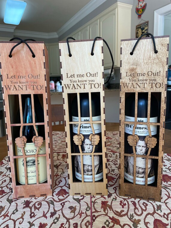 Wine Jail Gift Box -  Wooden Transport Gift Box for Wine - Housewarming Gift - Holiday Gift Box - Handcrafted By ASH Woodshops