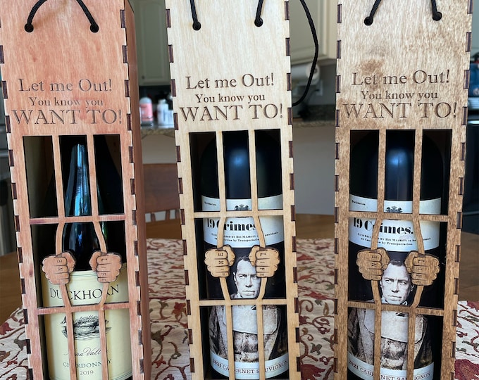 Jail Cell Wine Gift Box: Laser Cut Wooden Wine Transport