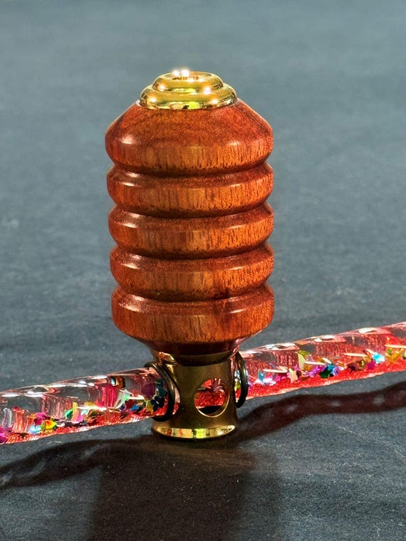 Wooden Kaleidoscope Handmade in Bloodwood – Oil Filled with Falling Jewels & Gold Accents – Unique Artisan Gift Idea from ASH Woodshops