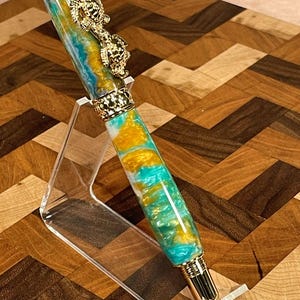 Handgemachte Meeresschildkröte Füllfederhalter | Ozean Thema Geschenk | 24k Goldstift | Beachcomber Acryl | Schildkröte-Liebhaber-Geschenk