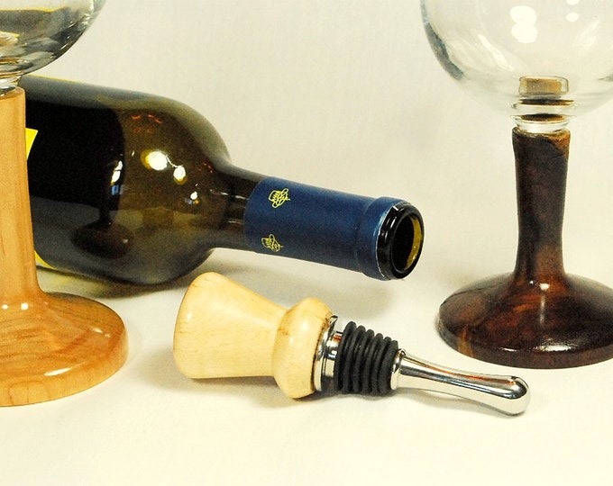 Handmade Osage Orange Wood Wine Stopper, Stainless Steel Bottle Seal Accessory