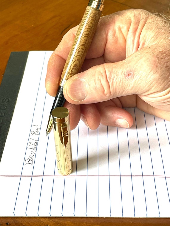 Rollerball Pen Sycamore Wood & 10K Gold Trim - By ASH Woodshops