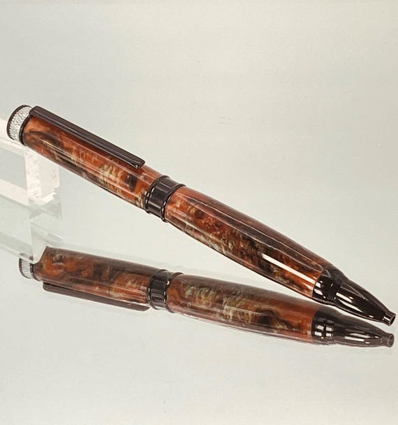 Handcrafted Black Chrome Magnate Pen: Black Peacock Acrylester