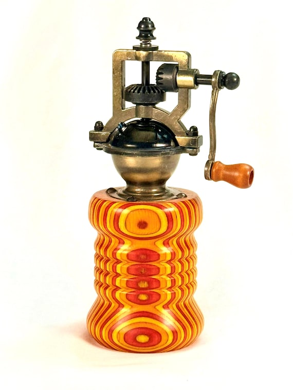 Vintage Style Pepper Grinder Steampunk Pepper Mill Rustic Kitchen Spectraply Wood - Handmade by ASHWoodshops
