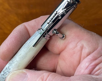 Elk Antler Bolt Action Bullet Pen, 30 Caliber, Rifle Clip, Handmade, Personalize