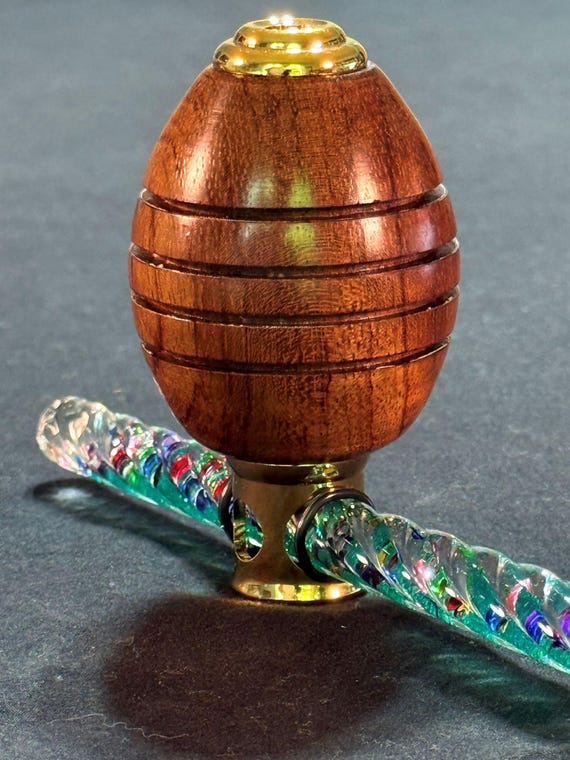 Handcrafted Wooden Kaleidoscope – Bubinga wood with Oil Chamber & Glass Jewels – Gift for Kaleidoscope Collector or Decor Lover