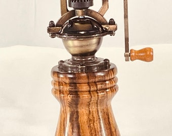 Pepper or Salt Mill, handmade Vintage Style, Steampunk, Mexican Bocote Wood Handcrafted by ASH Woodshops Handmade Gift for someone special