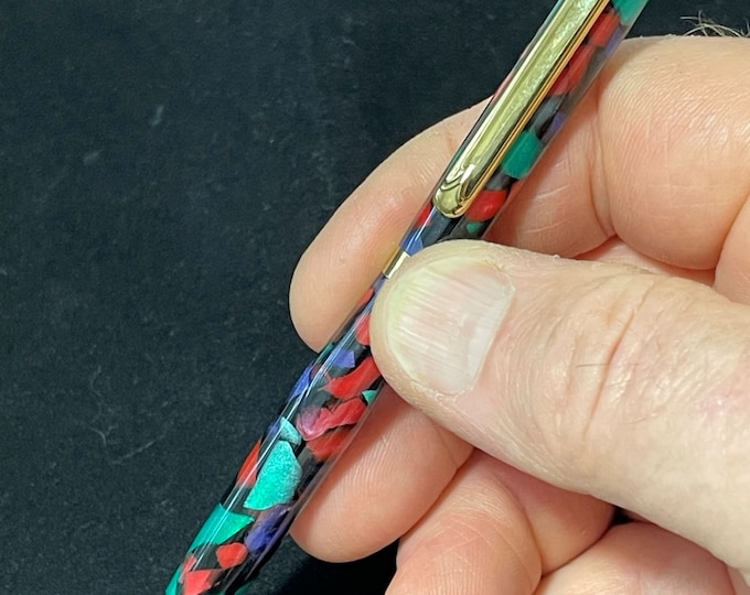 Handmade Ballpoint Pen - Confetti Acrylic - You Choose Trim - By ASH Woodshops