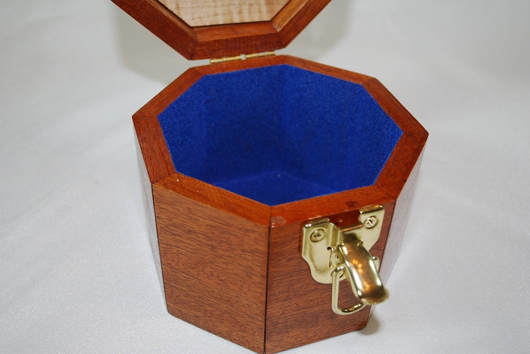 Treasure Jewelry Box, Handmade Wood, Mahogany Quilted Maple, Trinket