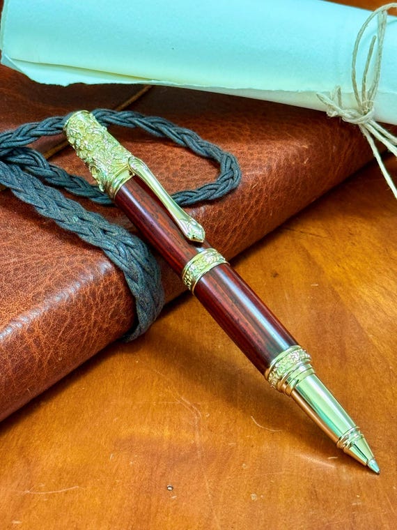 Victorian Ballpoint Handcrafted Pen Cocobolo Wood & 24K Gold Refillable Parker Ink – Gift Box Included Vintage Style Writers Gift