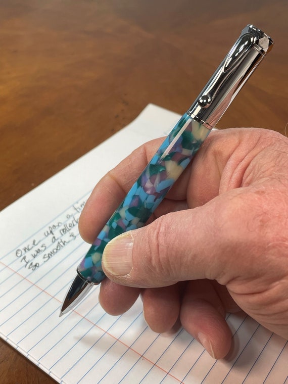 The Director Pen – Handmade Rollerball Pen with Magnetic Cap, Swirled Acrylic, Luxury Writing Gift