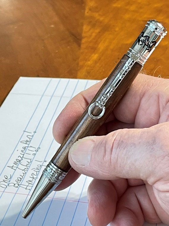 Horse Lover Gift Pen – Handmade Chechen Wood Equestrian Pen with Galloping Horse Clip