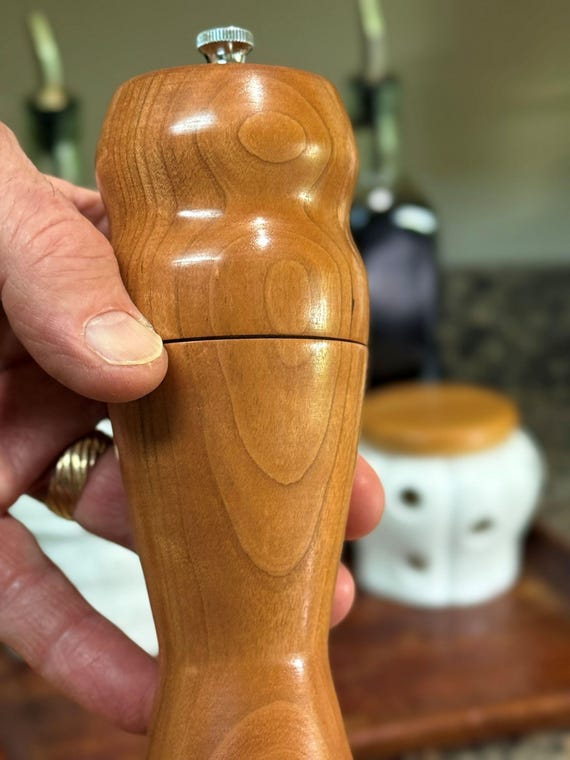 Pepper Mill 10.5" American Cherry Wood - Handcrafted by ASH Woodshops - A Home Chef's Dream